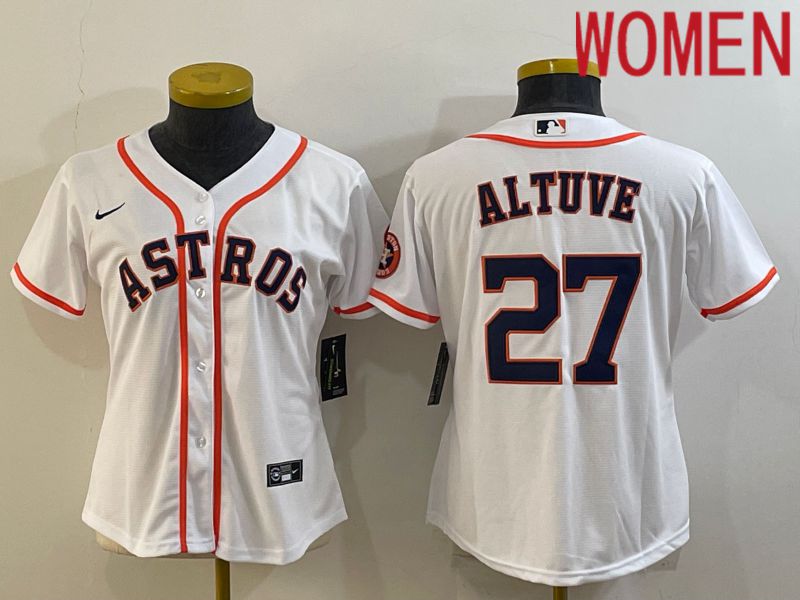 Women Houston Astros #27 Altuve White Game Nike 2022 MLB Jersey->women mlb jersey->Women Jersey